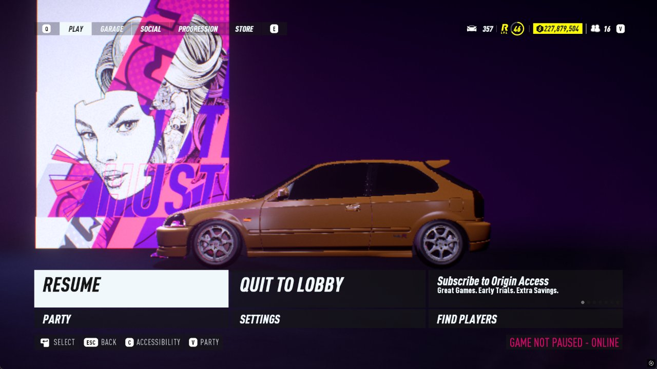 Example of accounts with the game